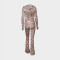 Cross border casual versatile sexy leopard print hooded long sleeved cardigan top and pants set