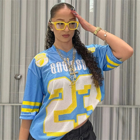 Foreign trade street trend fashion personality contrasting print loose casual top short sleeved T-shirt