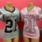Fashionable street print contrasting loose casual short sleeved top V-neck sporty T-shirt women's clothing