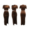 Fashionable round neck short sleeved top paired with split skirt and pleated long skirt, two-piece set for women's wear