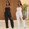 Fashion women's summer thin knitted sleeveless solid color jumpsuit new