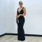 Fashionable women's sexy solid color deep v backless shoulder strap dress new