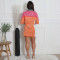 Alphabet team uniform with rhinestone round neck patchwork color half sleeve V-neck loose top dress