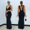 Fashionable women's sexy solid color deep v backless shoulder strap dress new