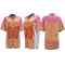 Alphabet team uniform with rhinestone round neck patchwork color half sleeve V-neck loose top dress