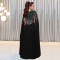 Fashionable women's chiffon Middle Eastern rhinestone transparent long sleeved dress