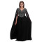 Fashionable women's chiffon Middle Eastern rhinestone transparent long sleeved dress