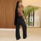 Fashion women's summer thin knitted sleeveless solid color jumpsuit new