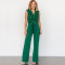 Sexy V-neck backless wooden ear tie jumpsuit casual long and comfortable slim fit women's clothing