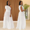 Fashionable women's dress with shoulder baring and waist cinching style, slim and long dress