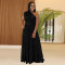 Fashionable women's dress with shoulder baring and waist cinching style, slim and long dress