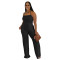 Fashion women's summer thin knitted sleeveless solid color jumpsuit new