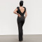 Sexy V-neck backless wooden ear tie jumpsuit casual long and comfortable slim fit women's clothing