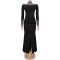 Fashionable women's elegant see through rhinestone long sleeved tight fitting dress