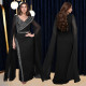 Fashionable women's Middle Eastern temperament V-neck rhinestone long sleeved dress