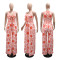 Loose jumpsuit women's sleeveless lace up top zipper printed jumpsuit pants