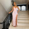 Strap dress, V-neck strapless dress, feather edge split design