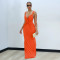 Fashionable women's sexy solid color deep v backless shoulder strap dress new