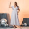 Elegant slim fit V-neck backless long summer solid color long dress