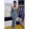 Women's contrasting cross flared pants nude yoga running fitness yoga suit two-piece set