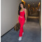 Women's contrasting cross flared pants nude yoga running fitness yoga suit two-piece set