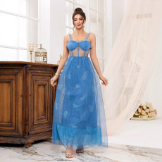 Strap Long Dress Lace Elegant Slimming Long Dress