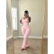 Women's contrasting cross flared pants nude yoga running fitness yoga suit two-piece set