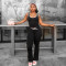 Women's contrasting cross flared pants nude yoga running fitness yoga suit two-piece set