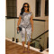 Irregular shoulder sexy slim fit leopard print jumpsuit