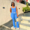 Women's contrasting cross flared pants nude yoga running fitness yoga suit two-piece set