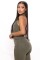 Women's denim fashion high stretch sexy backless lapel workwear pants jumpsuit