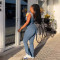Women's contrasting cross flared pants nude yoga running fitness yoga suit two-piece set