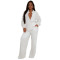 Women's elastic wrinkling strap multi pocket swing leg pants wide leg pants set