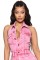 Women's denim fashion high stretch sexy backless lapel workwear pants jumpsuit