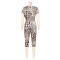 Irregular shoulder sexy slim fit leopard print jumpsuit