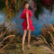 New Solid Color One Shoulder Mesh Elegant Slim Fold Short Birthday Party Evening Dress