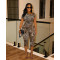 Irregular shoulder sexy slim fit leopard print jumpsuit