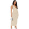 Cross border sleeveless lapel suit vest high waist slim fit zipper slit skirt two-piece set