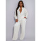 Women's elastic wrinkling strap multi pocket swing leg pants wide leg pants set