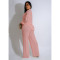 Women's elastic wrinkling strap multi pocket swing leg pants wide leg pants set