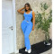 Women's contrasting cross flared pants nude yoga running fitness yoga suit two-piece set