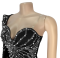 Hot stamping long dress with black fish tail shawl and long sleeves for women
