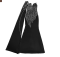 Hot stamping long dress with black fish tail shawl and long sleeves for women