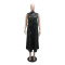 Fashionable round neck sleeveless loose dress long skirt