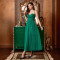 Strap strapless temperament green elegant slim fit long banquet mesh long dress