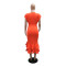 Sexy deep V-Lin solid color irregular lace up dress with loose sleeves for women