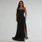 Fashionable women's summer mesh sexy slit solid color dress