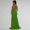Fashionable women's summer mesh sexy slit solid color dress