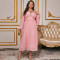 V-neck pleated chiffon long sleeved backless slim and elegant dress