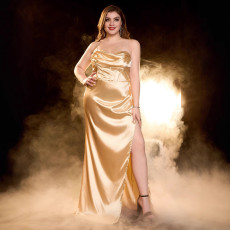 Strap sexy slim fit Amazon slit sleeveless long party dress dress